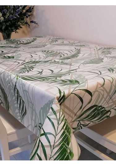 Elyaflı Pvc Muşamba - Desenli Silinebilir Masa Örtüsü 02mrl204a Yeşil