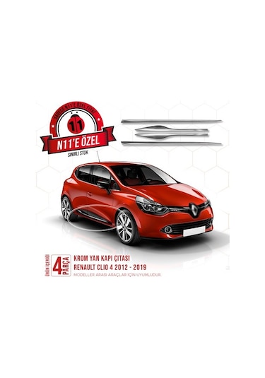 intakrom Renault Clio 4 Krom Yan Kapı Çıtası 4 Parça 2012-2021- Hb-Sw N11.2659