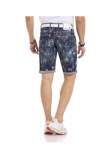 Ck255 Boyalı Erkek Kot Şort Mavi