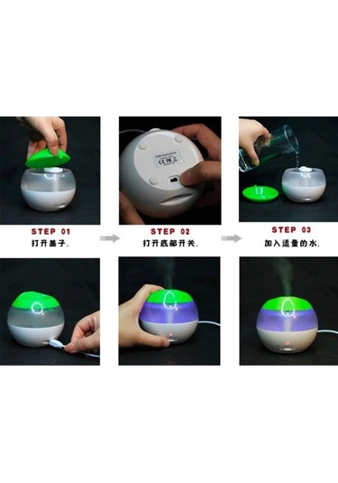 Dancemonkey Mini Kırmızı Göstergeli Usb Hava Nemlendirici, Buhar Miktarı Düzenleme Anahtarı Beyaz + Yeşil