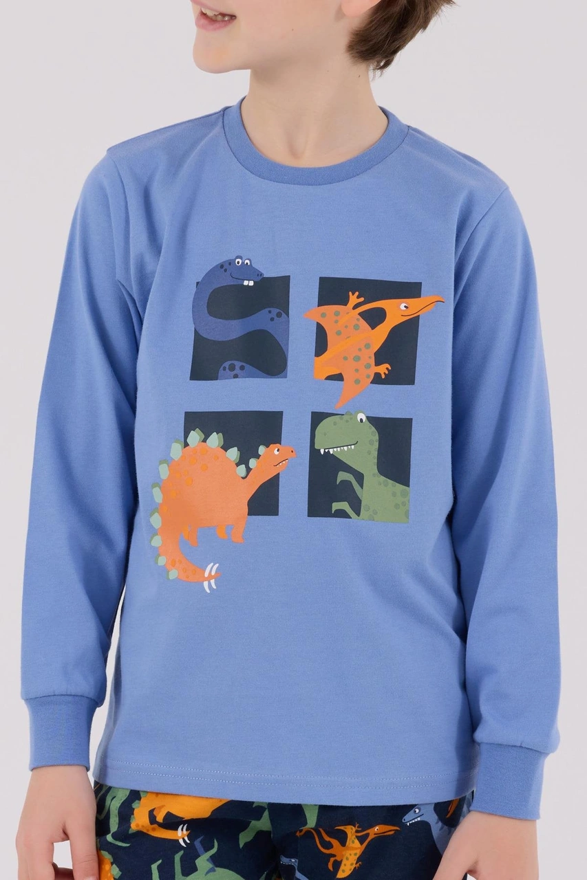 Rolypoly Erkek Çocuk Uzun Kol Pijama Takım Açık İndigo-1741 İndigo