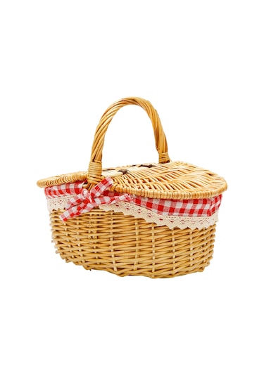 Xiaaokeji Kapaklı Ve Saplı Country Tarzı Hasır Piknik Sepeti Sepet Diğer