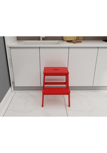 Fastwood Basamaklı Ahşap Tabure Kırmızı