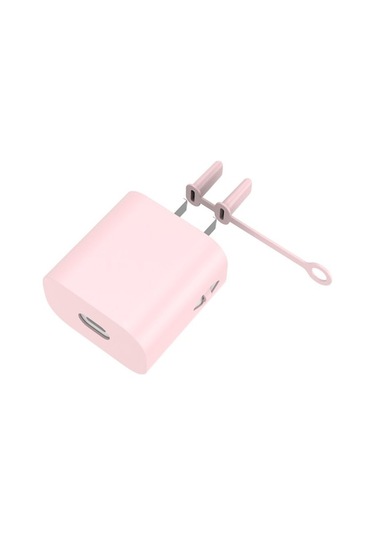 Rogfer Huawei Honor 66w Ac01 Şarj Cihazı İçin Silikon Koruyucu Kapak Pembe