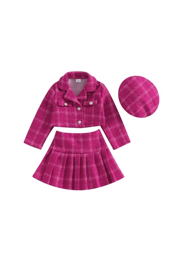 Pembe Kızlar Sonbahar 3 Parça Kıyafetler 4y 5y 6y 7y Uzun Kollu Düğme Ceket Pilili Ekose Etek Şapka Seti Pembe Pembe Kızlar Sonbahar 3 Parça Kıyafetler 4y 5y 6y 7y Uzun Kollu Düğme Ceket Pilili Ekose Etek Şapka Seti Pembe