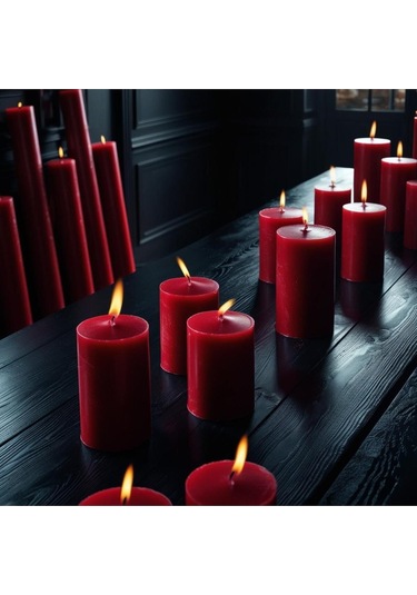Soya Parafinli Kırmızı 1 Adet 72 Saat Yanma Süreli Çap:7 Cm Boy:10 Silindir Blok Mum Kırmızı Kirmızı