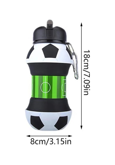 550ml Yaratıcı Futbol Şekilli Katlanır Silikon Su Şişesi Açık