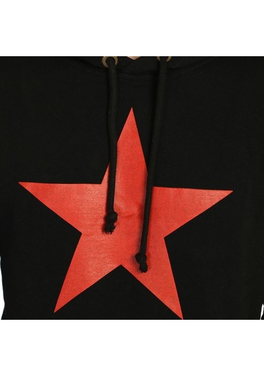 Bant Giyim - Kızılyıldız Siyah Kapşonlu Erkek Sweatshirt Hoodie