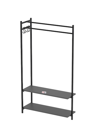 Bofigo Konfeksiyon Askısı Ayaklı Askılık Elbise Askılığı Raflı Askılık Jüpiter Antrasit Antrasit