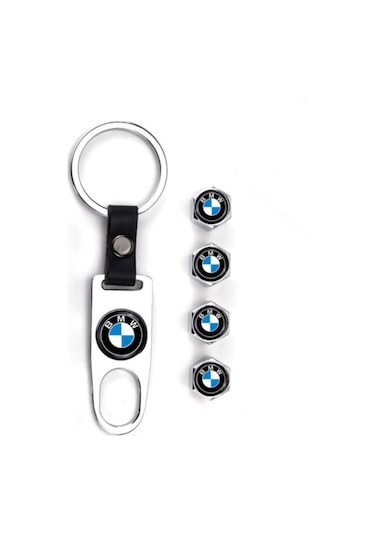 BMW Paslanmaz Çelik Sibop Kapağı ve Anahtarlık Seti Krom Renk