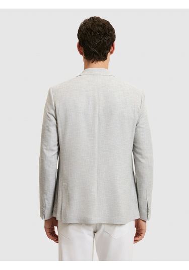 Cacharel Açık Gri Slim Fit Yün Keten Karışımlı Ceket