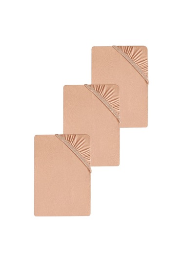 3 Adet Düz Pamuklu Tek Kişilik 120 X 200 Cm Lastikli Penye Çarşaf-yavruağzı