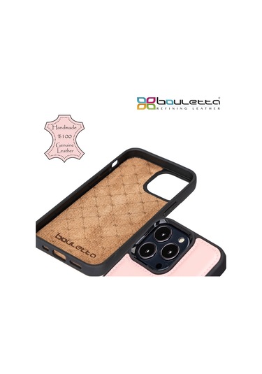 Bouletta Apple Uyumlu iPhone 13 Pro Deri Arka Kapak Fxcp Nu2 Pembe