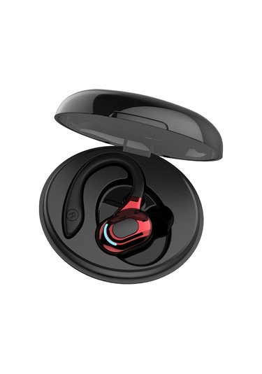 F8 Asılı Kulak Stereo Kablosuz Bluetooth Kulaklık Şarj Kutusu İle Kırmızı Tek Kulak