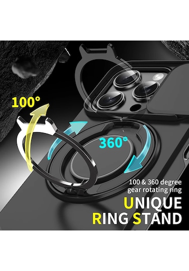 360 Dönen Gizli Metal Halka Araç Tutucu Yumuşak Tpu + Sert Pc Tampon Telefon Black Iphone11 Pro İçin 5.8 " Black