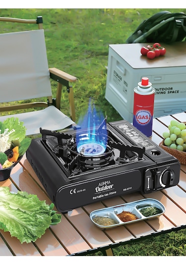 Auhma Rb-kf01 Portatif Kamp Ocağı 2.3kw Siyah Taşınabilir Tekli Gazlı Ocak Rüzgar Geçirmez, Pikn Siyah