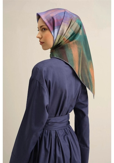 2025 İlkbahar - Yaz - Dj Saf İpek Eşarp Sura -9308d01 - 90 X 90 / Taba - Yeşil 07 Taba - Yeşil 07