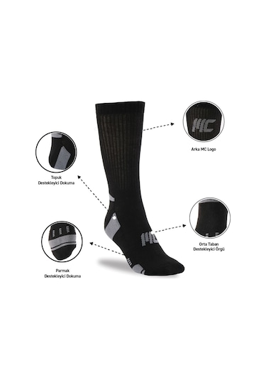 MuscleCloth Stay Fresh Uzun Çorap 3'Lü Paket Siyah Çok Renkli