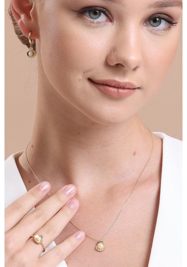 İstiridye Doğal İnci Yüzük Beyaz