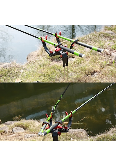 Dianziye İki Balıkçılık Kamışı Tutabilir Ayarlandırabilen Abs + Paslanmaz Çelik Toprak Takılı İki Kollü Kamış Tutucu