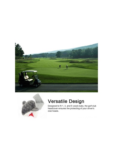 Qingmipy Gri Yumuşak Kadife Golf Wood Çubuğu Koruması - Köpekbalığı Desenli 1,3,5 Numaralı Kollar İçin Vuruş Ve Çizik Koruması Gri