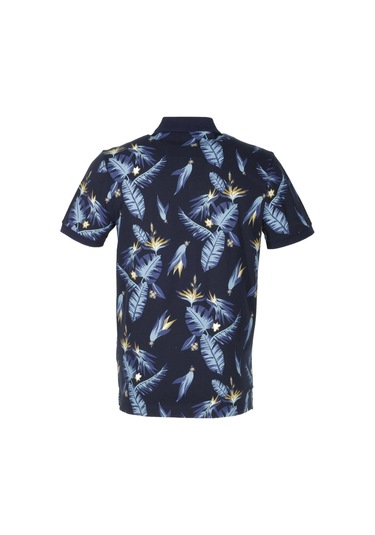 Erkek Lacivert Baskılı Slim Fit Dar Kesim Polo Yaka %100 Pamuk T-shirt Ncs Jeans 1178-lacivert Lacivert