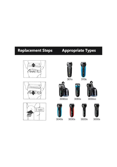 Braun Series 3 İçin 32b Yedek Tıraş Makinesi Başlıkları