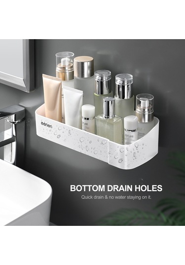 Teltree Yapışkanlı, Deliksiz Beyit Duvar Askısı - Geniş Depolama Alanı İle Banyo, Mutfak İçin Pratik Çözüm Beyaz