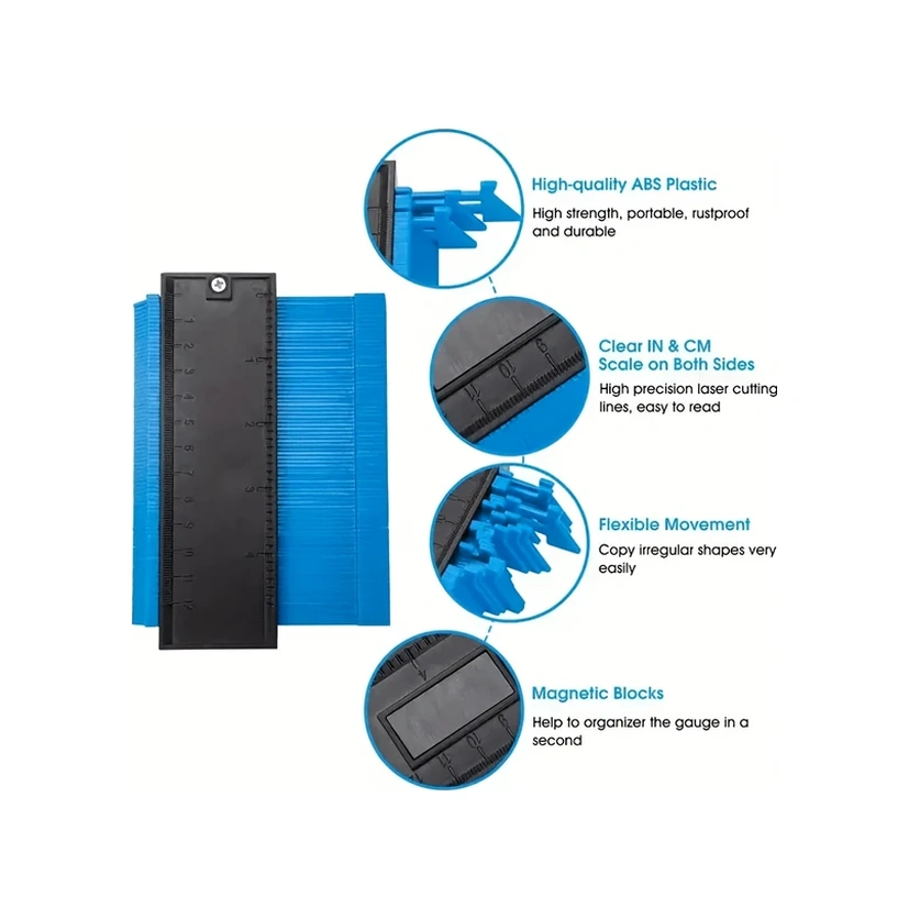 Willowhaven Mavi 10 Inç Kontur Mastarı Köşe Profili Ölçme Aracı Seramik Parke Dıy