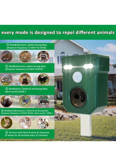 Xuweiwei 1 Paket Güneş Ses Dalgası Teknolojili Su Geçirmez Hayvan Kovucu Cihazı