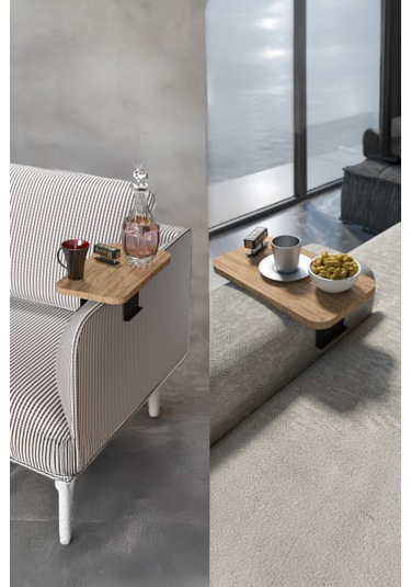 İkili Yan Sehpa Ayarlanabilir Tepsi Dikdörtgen Atlantik Çam