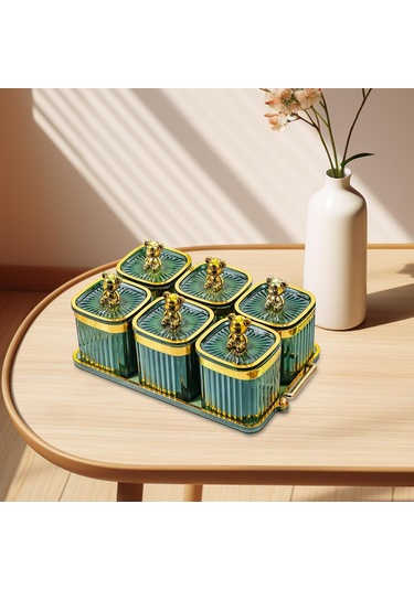 Suntek Magideal Kurutulmuş Meyve Aperatif Servis Tabağı Yeşil-6-ızgara