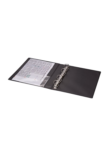 Evrak Sunum Klasörü A5 Pvc 3 Cm 4 Halkalı 200 Yaprak 19.5x23 Cm Siyah