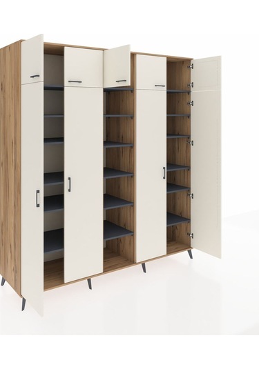 Kronos Dolap 18 Raflı 9 Kapaklı 220x59x243 Çam-aytaşı/antrasit Aytası/antrasıt