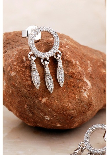 Düş Kapanı Rodyumlu Gümüş Küpe 6945 Gümüş