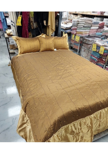 Wilitton Lüx Abiye Battal Çift Kişilik Yatak Örtüsü-bihter Hardal Hardal
