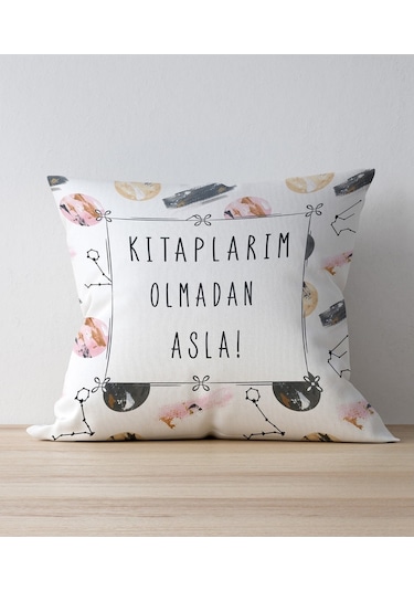 Kırlent Kılıfı Kitaplarım Olmadan Asla