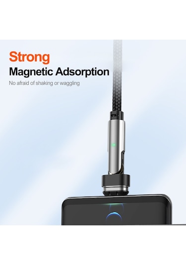 1m Usb-c - Type C / İp 2'si 1 Arada Pd 100w / 27w 180 Derece Dönüşlü Manyetik Şarj Kablosu