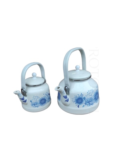 Nishev Italyan Lüks Emaye Çaydanlık Takımı Mavi