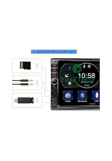 Kingwin  Oto Teyp 7 İnc+Geri Görüş Kamerası Bluetooth Mp5