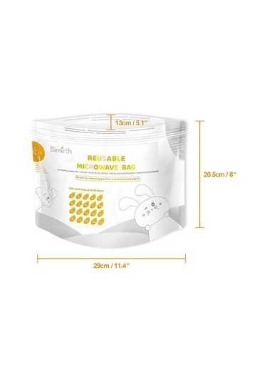 Geekyou Bebek Biberon Ve Emziği Mikrodalga Buhar Sterilizasyon Çantısı, Yeniden Kullanılabilir, 16 Adet/kutu, 20 Kullanım, Transparent Pencere S5005 Beyaz