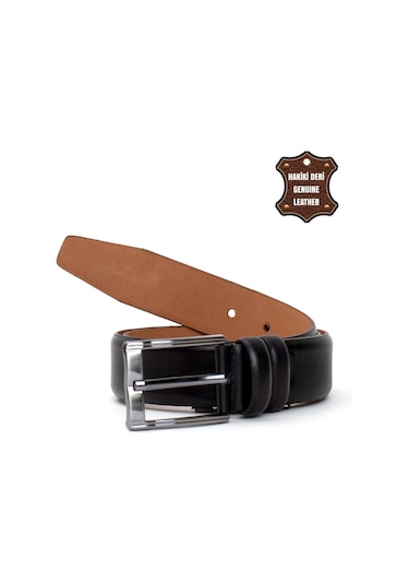 Pierre Cardin Pc351 Erkek 3,5 Cm Hakiki Deri Kemer Siyah-siyah Siyah