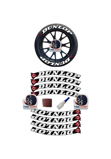 Dunlop Motorsiklet & Araç 3D Oto Lastik Yazısı / Araç Oto Lastik Sticker & Arma | 8 Adet