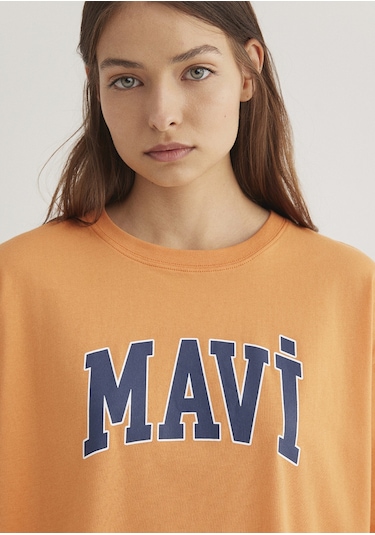 Mavi - Mavi Logo Baskılı Turuncu Tişört 1600843-71407 Turuncu