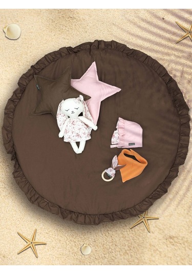 Mordesign Bebek/çocuk Oyun Halısı, Yenidoğan Emekleme Pedi, Aktivite Matı, Çok Amaçlı Minder, Kampçı Serisi 110 X 110 Acı Kahve