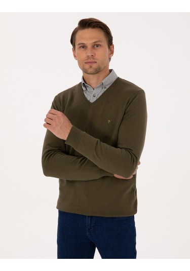 Pierre Cardin Erkek Koyu Haki Kazak /triko 50314190-vr111 Koyu Haki