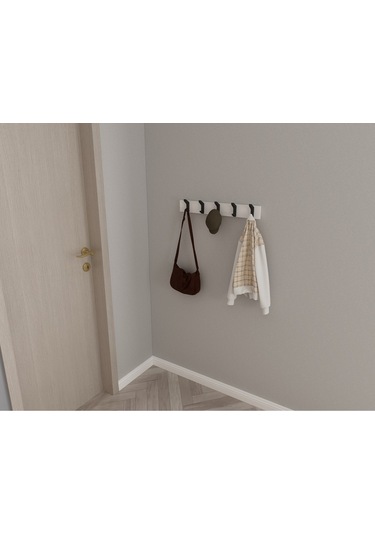 Hepsi3boyutlu Modern Duvar & Kapı Kanca Askılık - 5 Adet Siyah Kanca Askılık - Model No : 2 Siyah