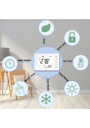 Geeksen Tp818gc Beyaz Akıllı Isıtma Kontrol Cihazı - Lcd Dokunmatik Ekran, Haftalık Programlama, 5a Gaz Kombi Termostatı