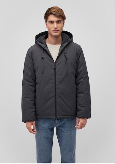 Mavi - Kapüşonlu Antrasit Şişme Mont 0110352-86803 Gri