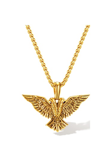 Relaxed Avrupa Ve Amerikan Yaratıcı Punk Kesme Paslanmaz Çelik Çift Başlı Kartal Retro Hip-hop Kolye Altın Tek Bir Kolye Ucualtın Kolye Zinciri 3 55